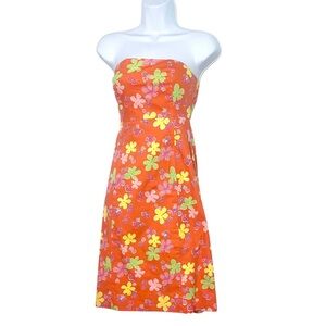 VTG 90s Lilly Pulitzer Sabrina Floral Strapless Dress Retro Mod Revival